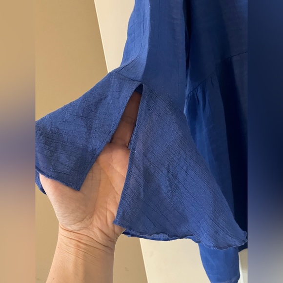 Counterparts Rich Blue Ruffle Sleeve Blouse Women’s Size XL - Picture 3 of 16